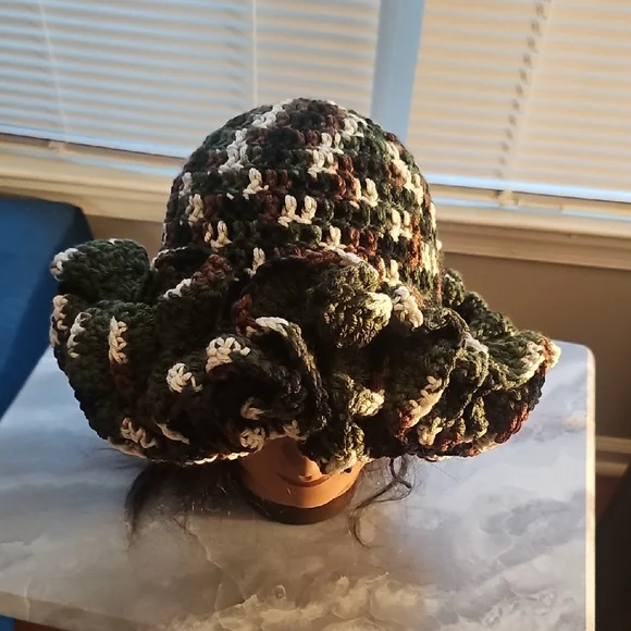Crochet Multicolor Ruffled Hat - Picture 2 of 10